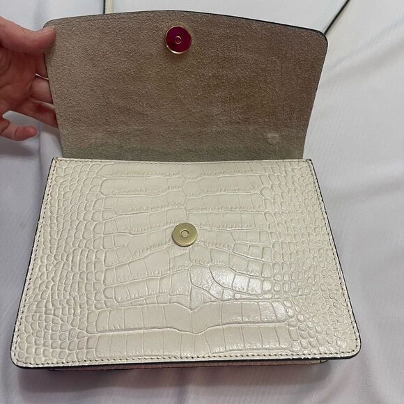 House of Harlow 1960 Handbag Croc Embossed Italian Leather Ivory - Picture 11 of 14